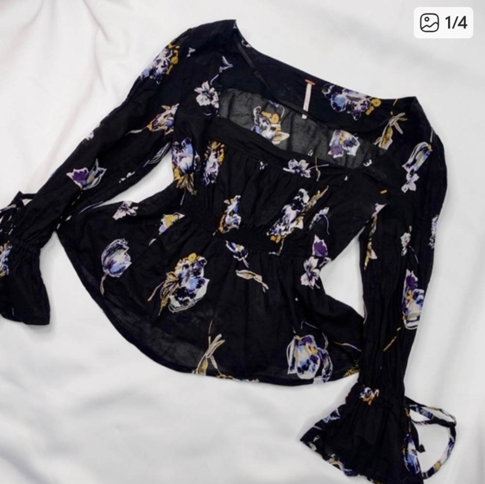 Free People Black Floral Blouse - Picture 5 of 5
